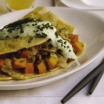 Butternut Squash, Mushroom and Sage Crepes is a celebratory plant-based alternative to a traditional Thanksgiving main course. (Ten Speed Press)