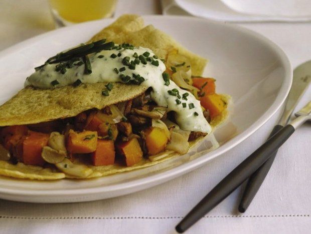 Butternut Squash, Mushroom and Sage Crepes