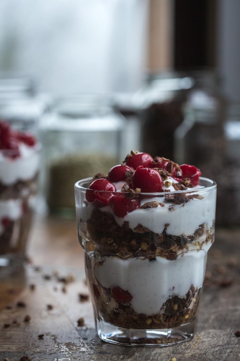 Dark Chocolate Cherry Buckwheat Granola Vegan Bits