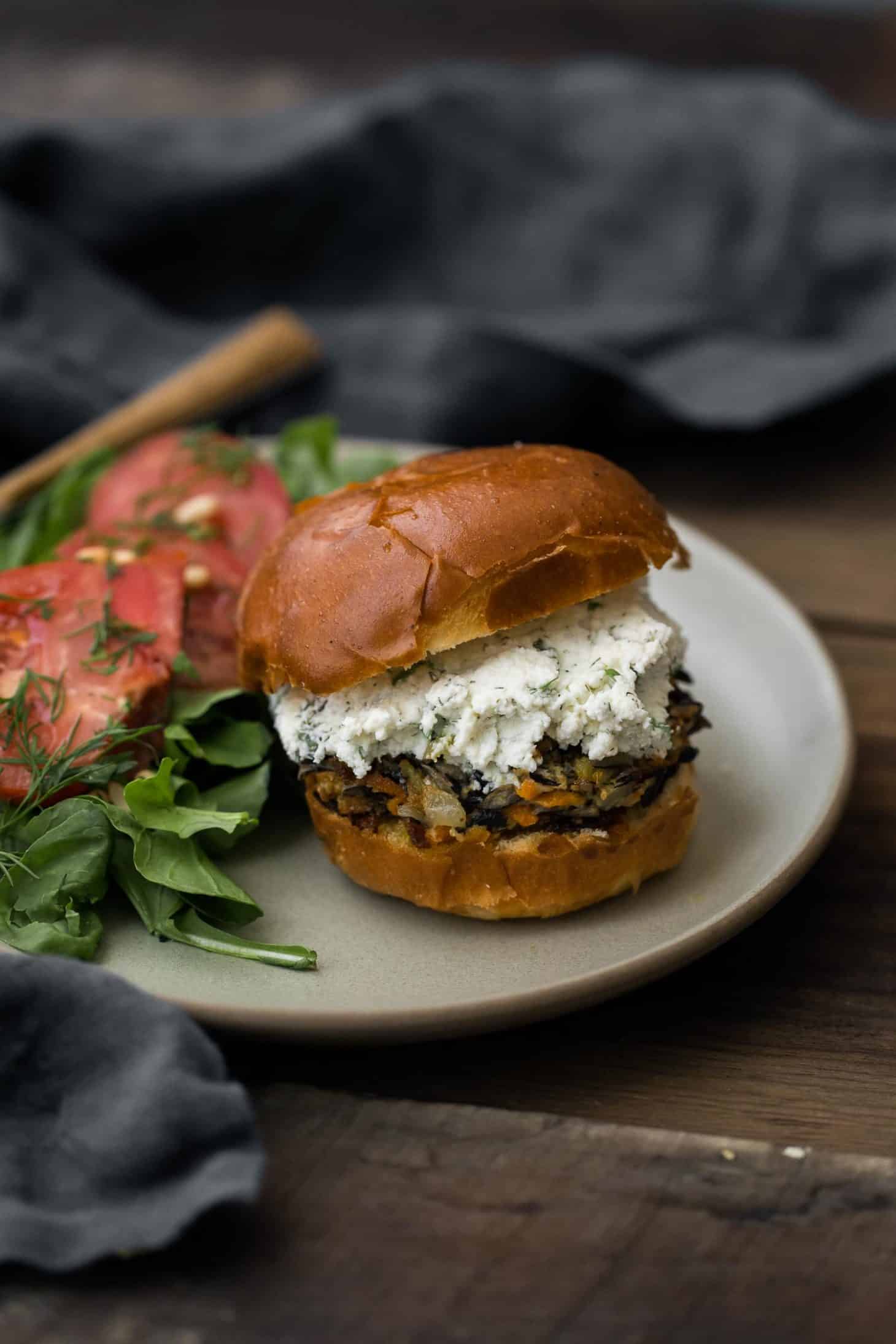 Wild Rice Veggie Sliders with Herbed Ricotta Vegan Bits